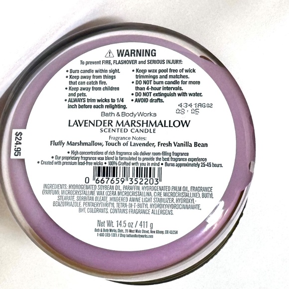 LAVENDER MARSHMALLOW 3 Wick Candle - Picture 3 of 3